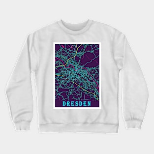 Dresden Neon City Map, Dresden Minimalist City Map Art Print Crewneck Sweatshirt